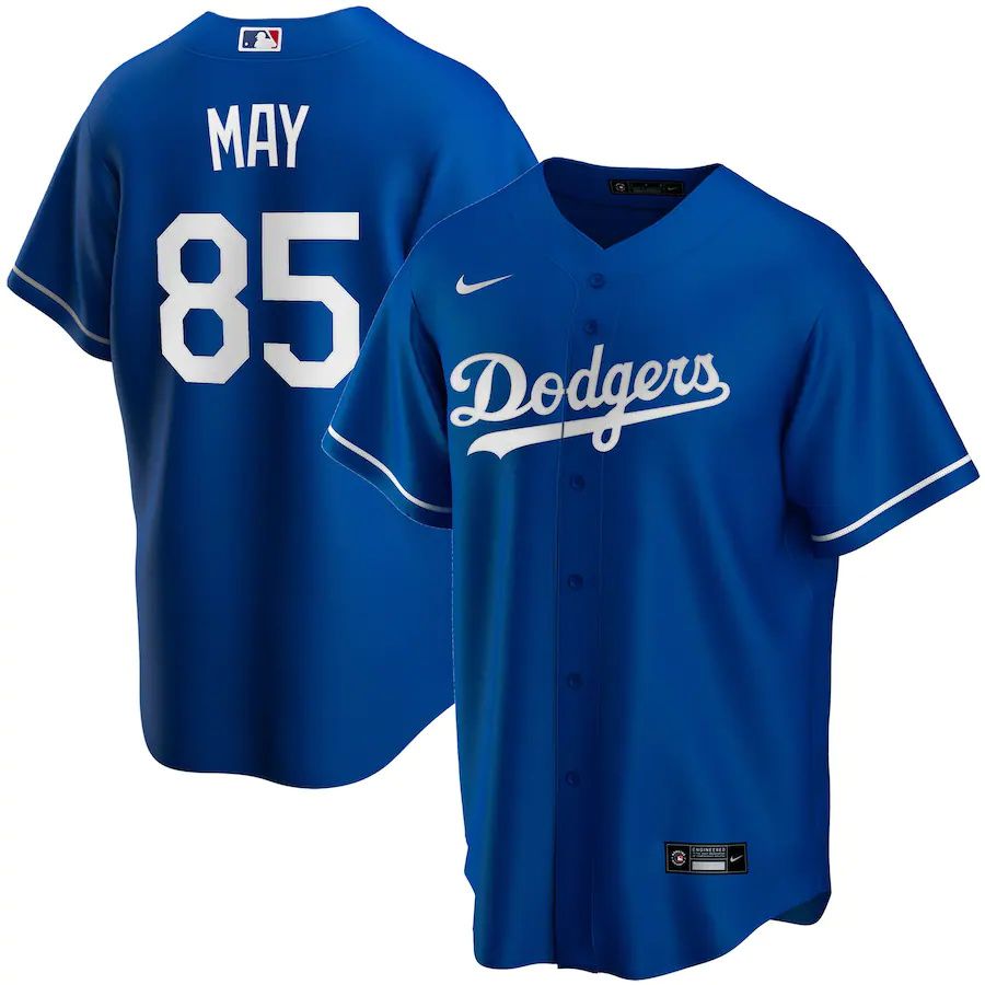 Mens Los Angeles Dodgers 85 Dustin May Nike Royal Replica Player Name MLB Jerseys
